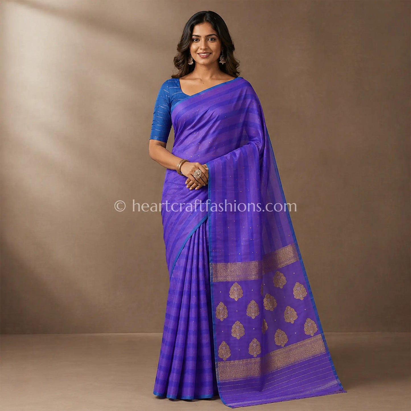 Purple Gold Butti Kora Silk Banarasi Saree
