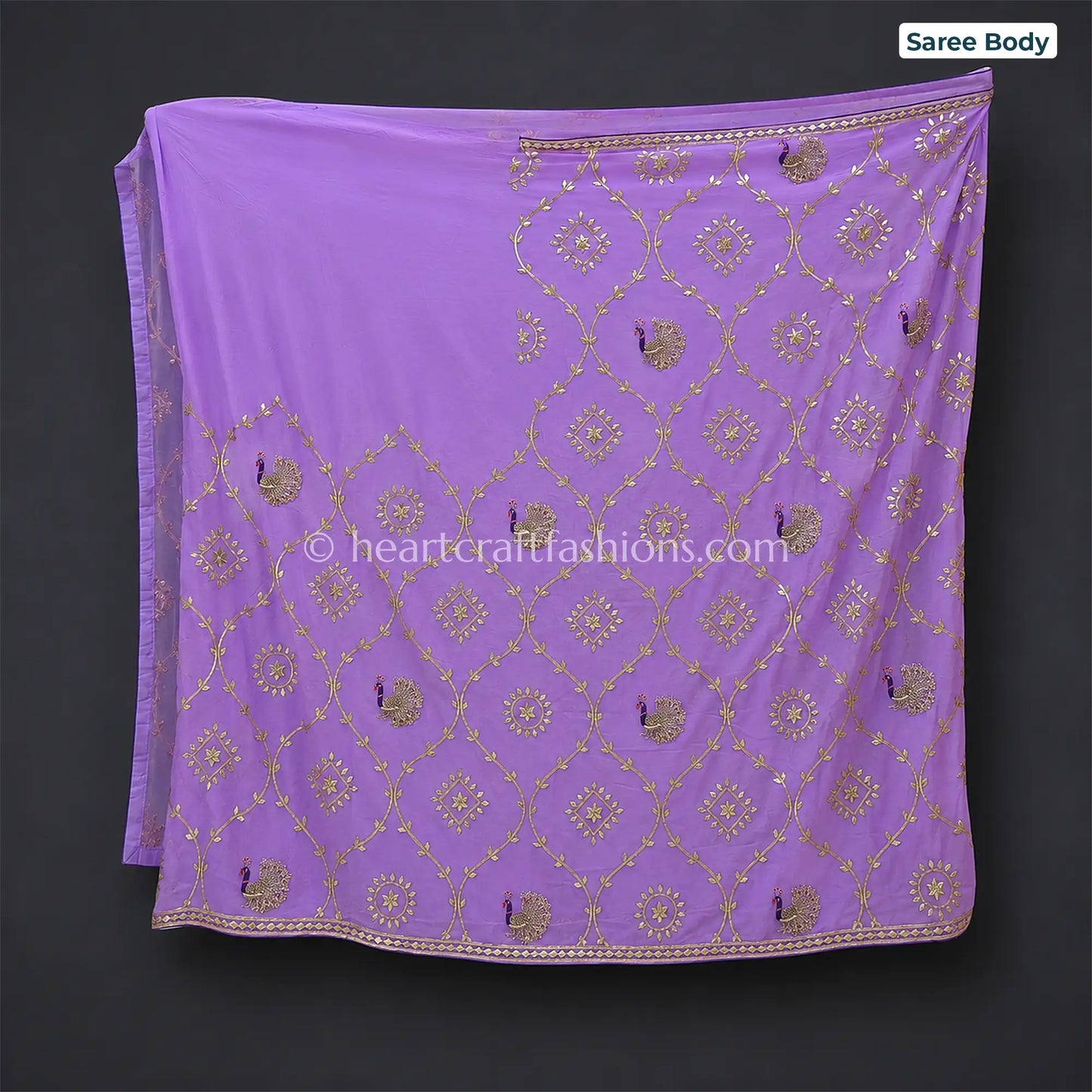 Purple Lavender (Jamuni)- Platinum Chiffon Gota patti Handloom Saree