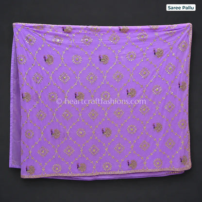 Purple Lavender (Jamuni)- Platinum Chiffon Gota patti Handloom Saree