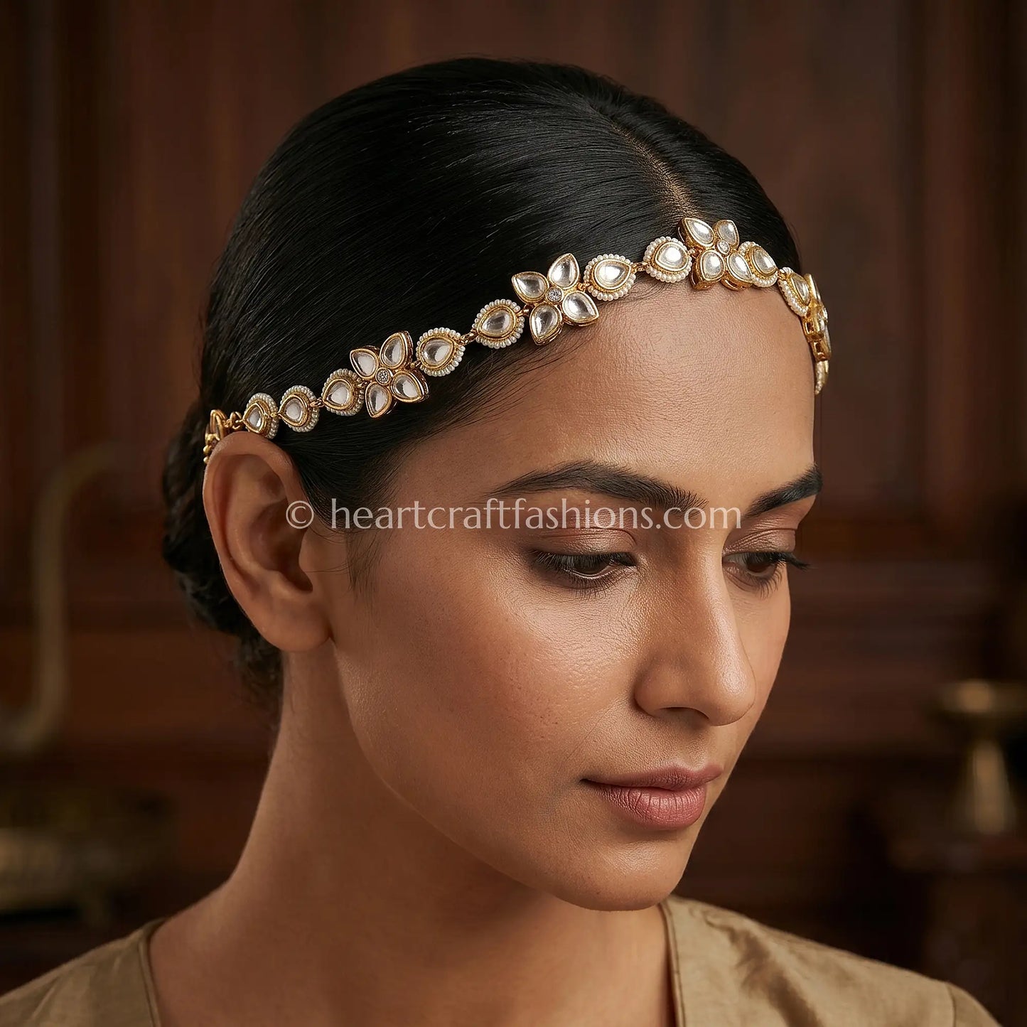 Pushp Crystal Sunehri Kundan Sheesh Patti