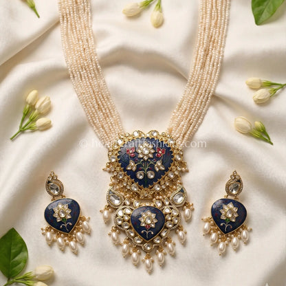 Rajputana Ratnarang Kundan Rani Haar (Navy Blue)