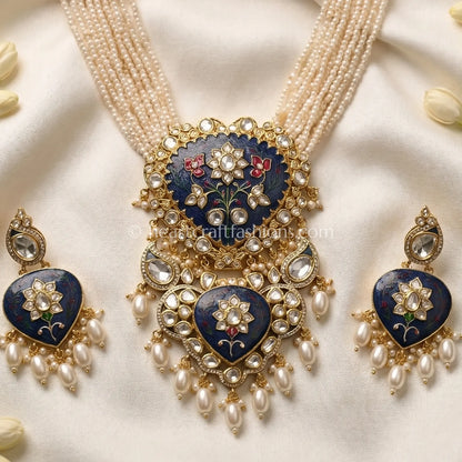 Rajputana Ratnarang Kundan Rani Haar (Navy Blue)