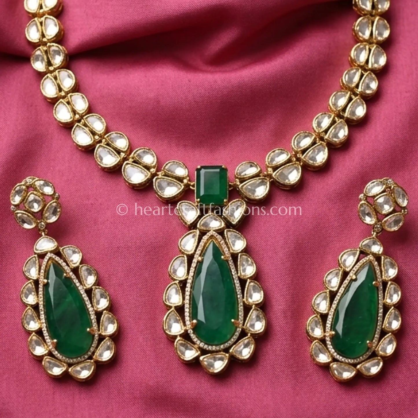 Royal Moissanite Green Statement Necklace