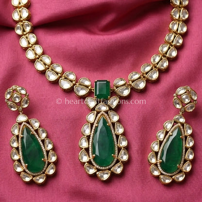 Royal Moissanite Green Statement Necklace