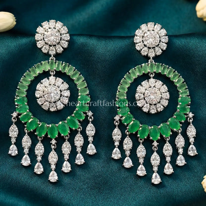Raasika Zircon Chandbali Earrings – Green