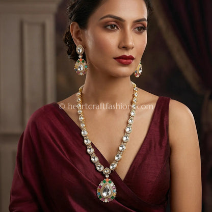 Radiant Royal Moissanite Polki Navratna Necklace