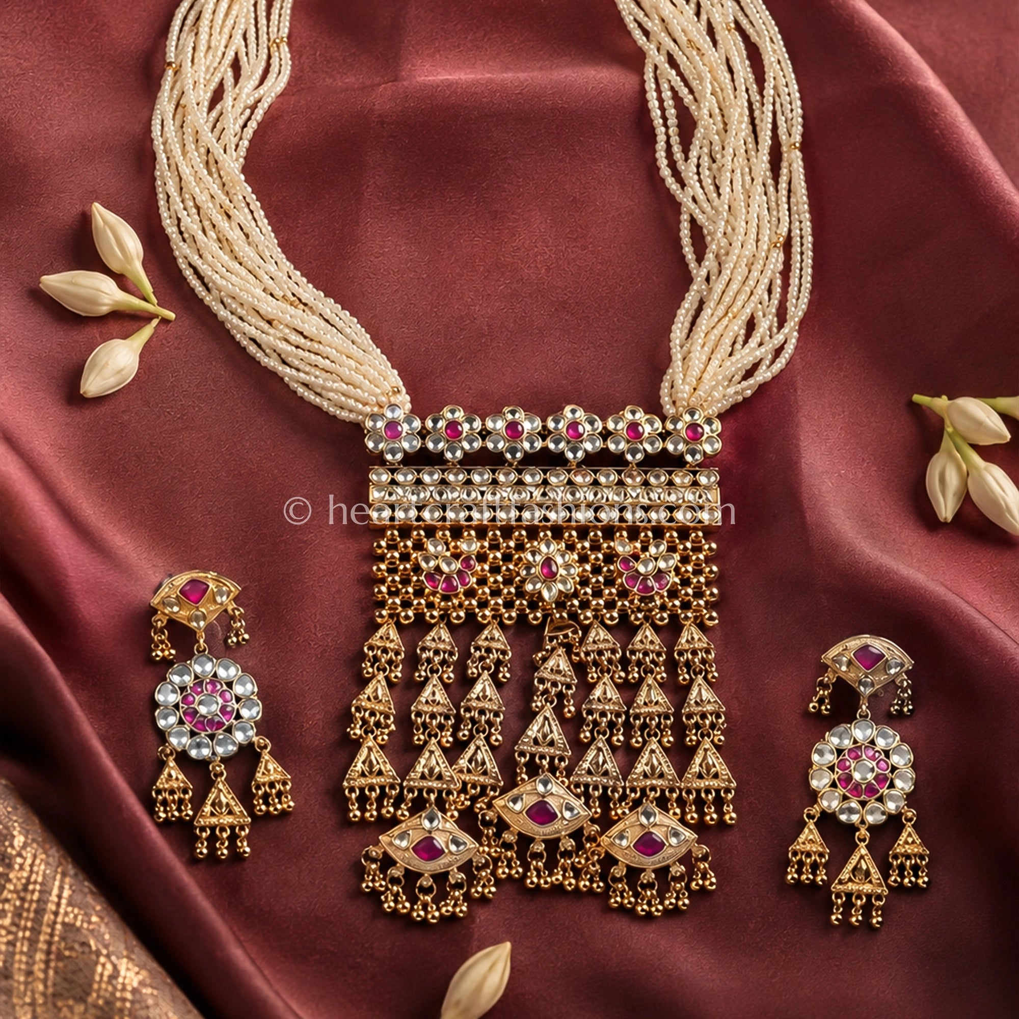 Rajasthani Pachi Kundan Aad Style Pearl Choker Set