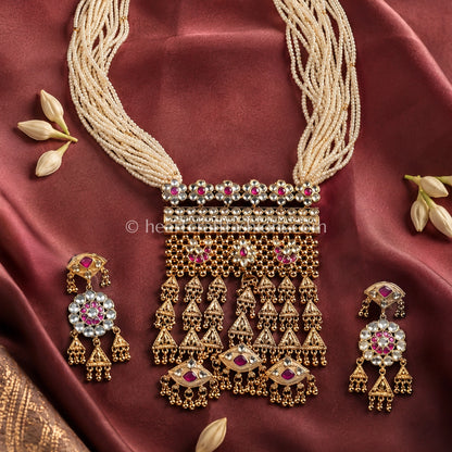 Rajasthani Pachi Kundan Aad Style Pearl Choker Set