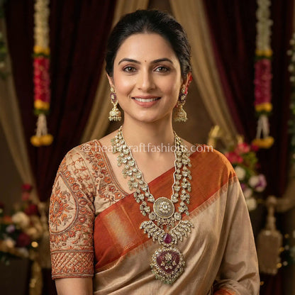 Rajputana Kundan Heritage Haar - Purple