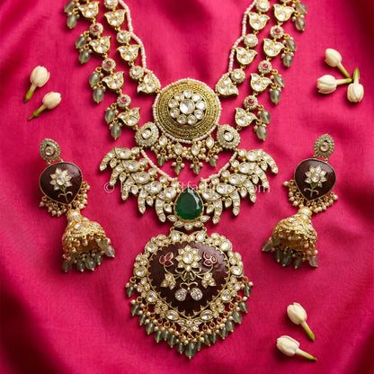 Rajputana Kundan Heritage Haar - Ruby Green