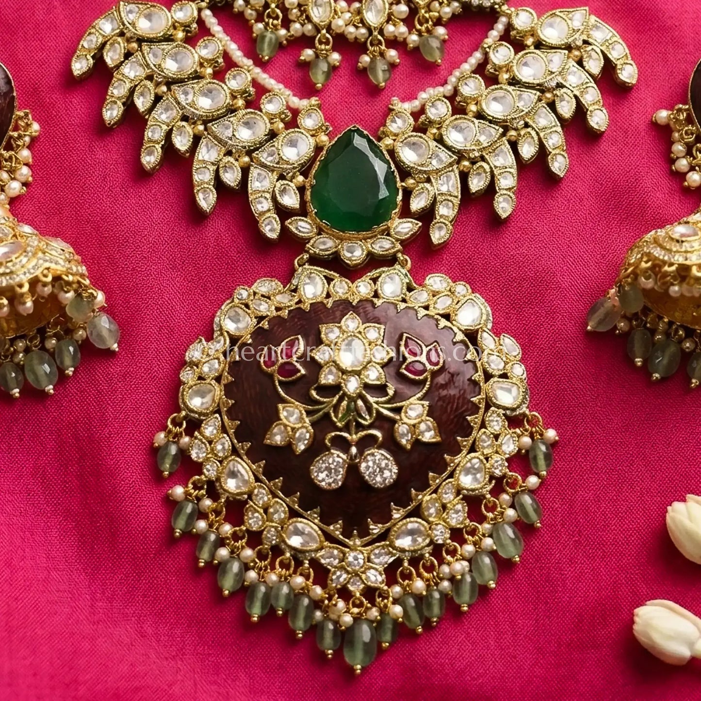 Rajputana Kundan Heritage Haar - Ruby Green