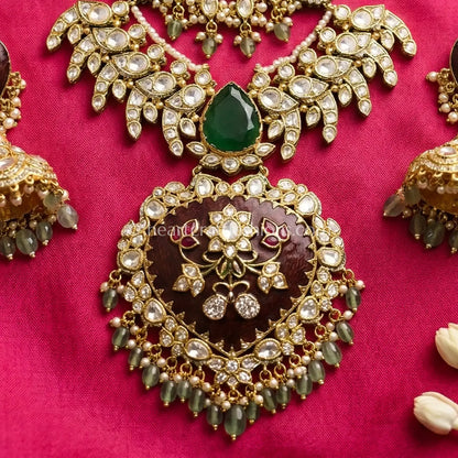 Rajputana Kundan Heritage Haar - Ruby Green