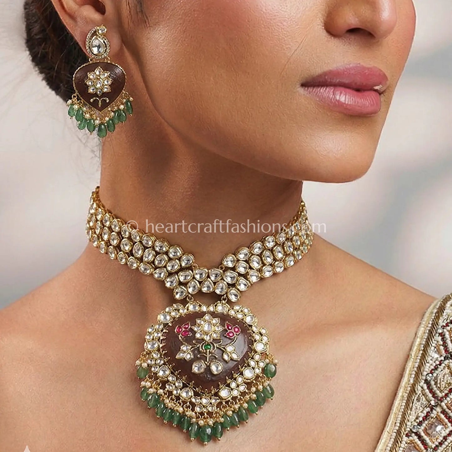 Rajputana Semi-Precious Stone Polki Necklace Set