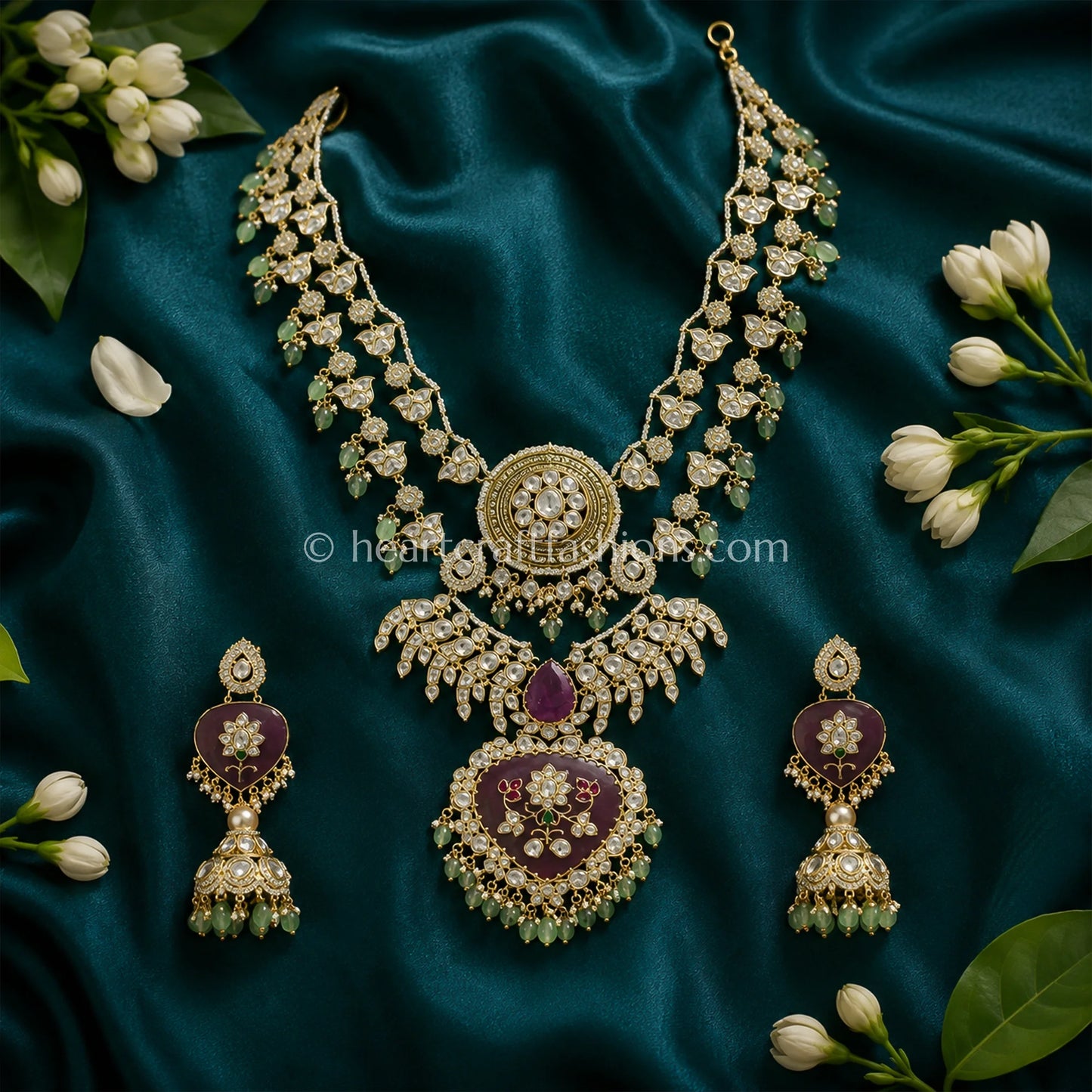 Rajputana Kundan Heritage Haar - Purple