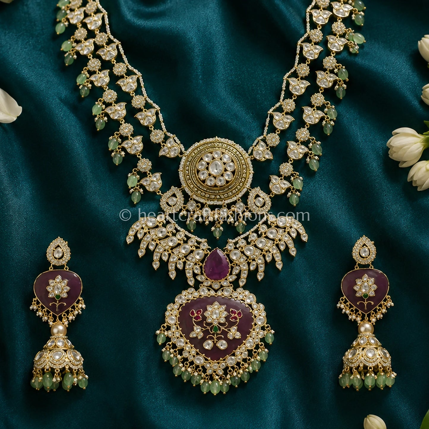 Rajputana Kundan Heritage Haar - Purple