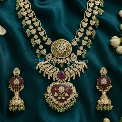 Rajputana Kundan Heritage Haar - Purple
