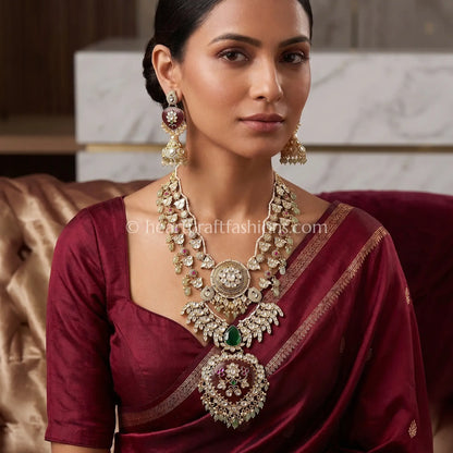 Rajputana Kundan Heritage Haar - Ruby Green