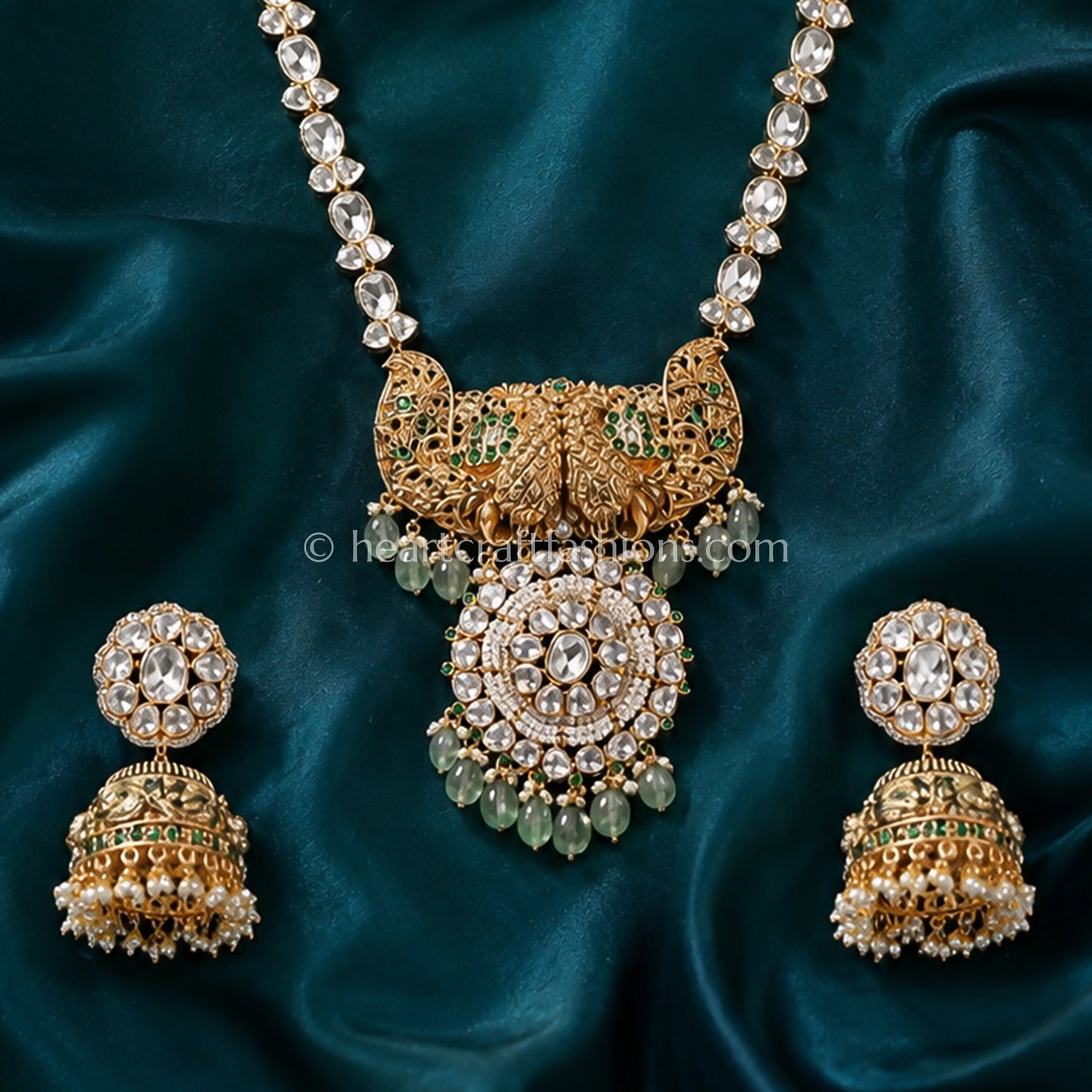 Rajputana Morika Green Drop Rani Haar Set
