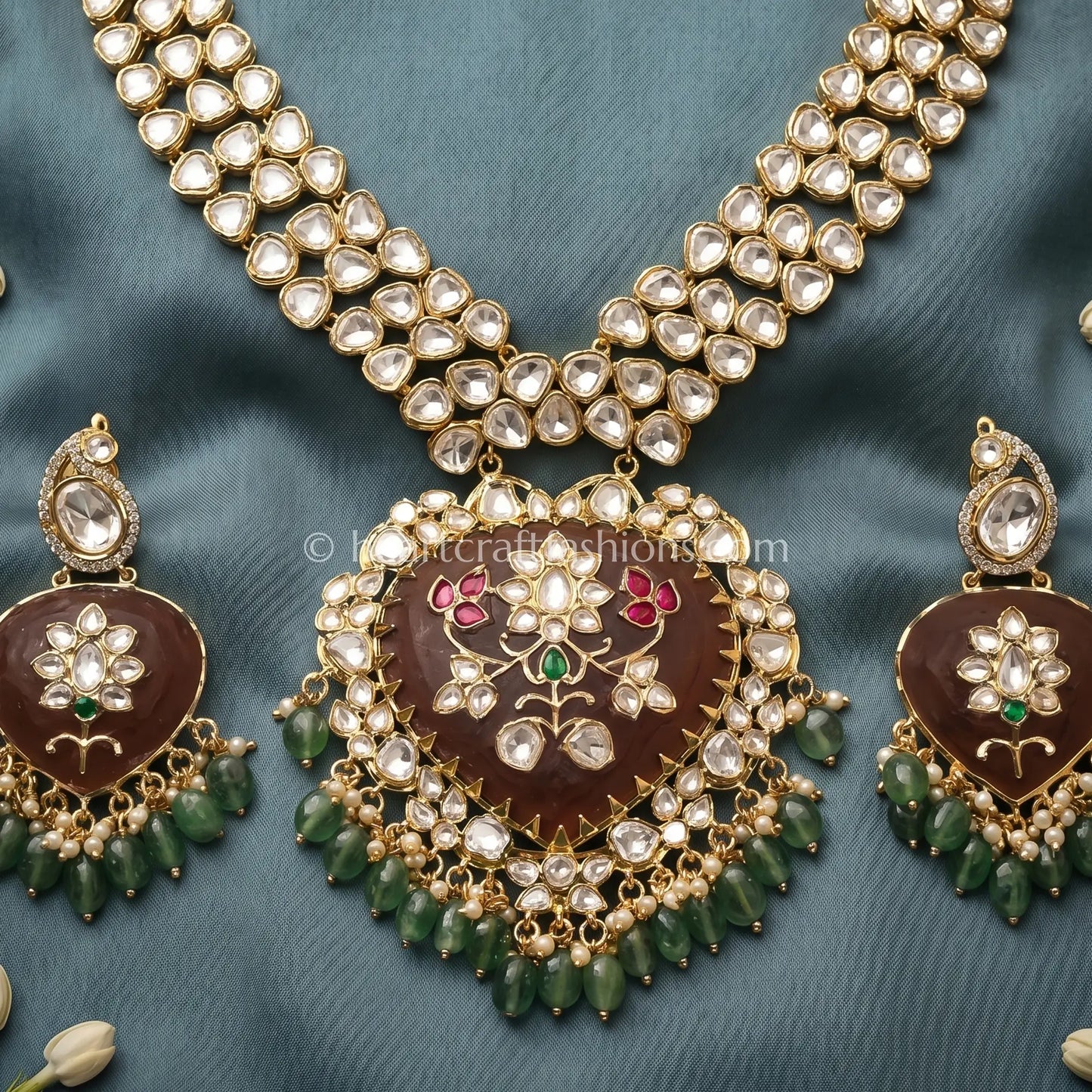 Rajputana Semi-Precious Stone Polki Necklace Set