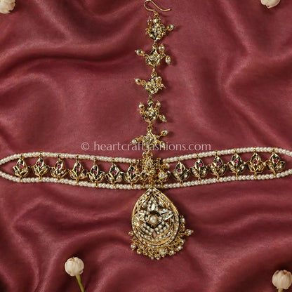 Rajratna Jadau Matha Patti with Mang Tikka