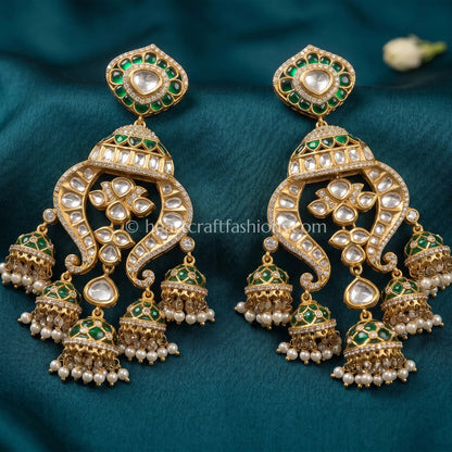 Rajsi Emerald Sunehri Kundan Jhumar Jhumka