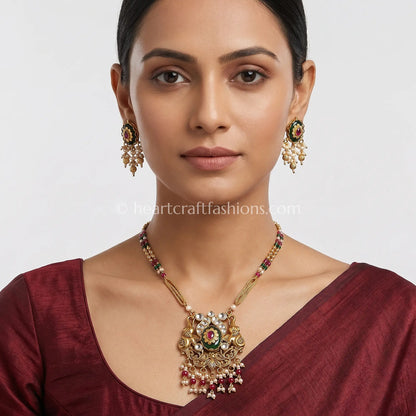 Rajsi Heritage Pachi Kundan Pendant Set