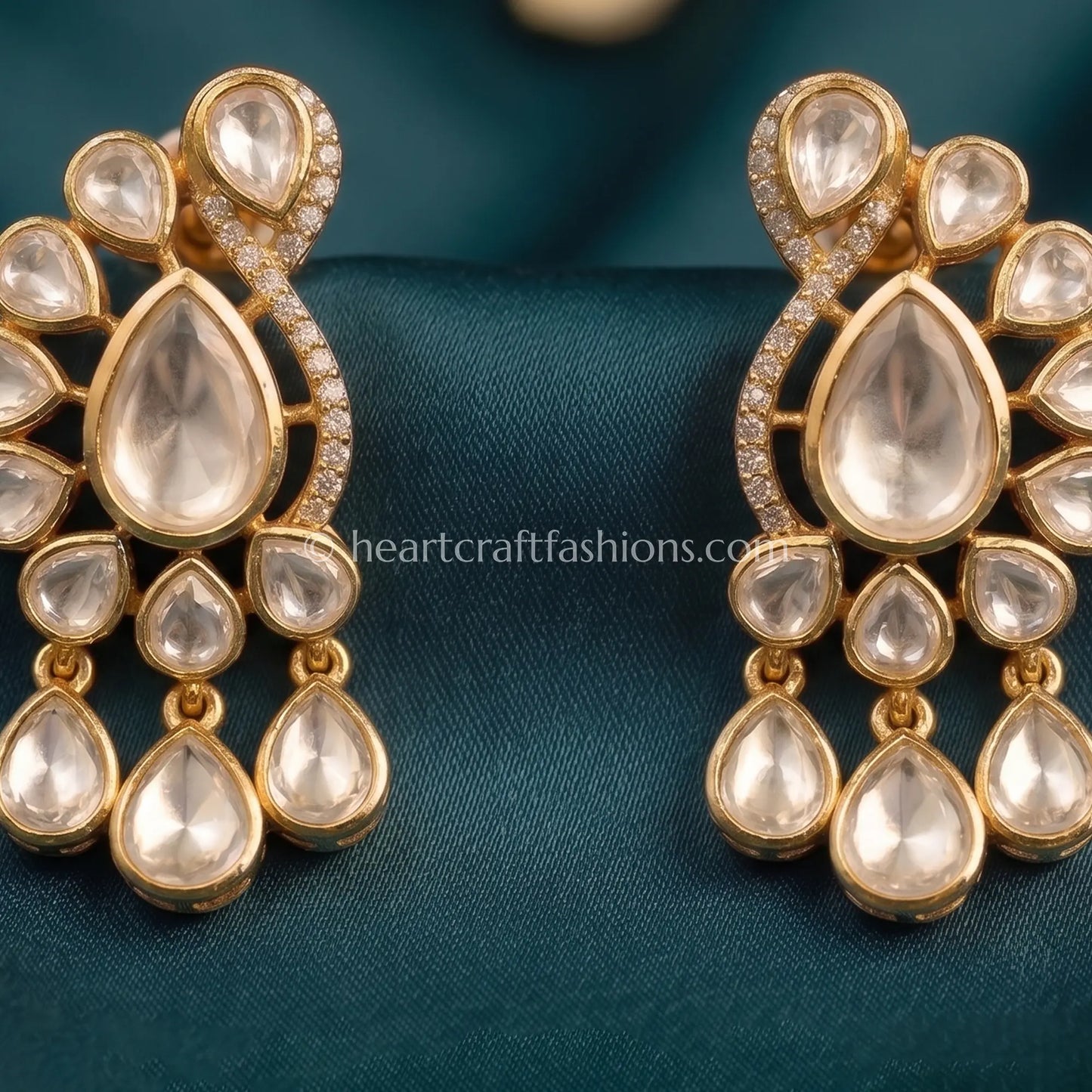 Rajsi Moissanite Polki Drop Earrings