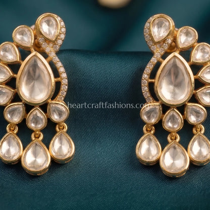 Rajsi Moissanite Polki Drop Earrings