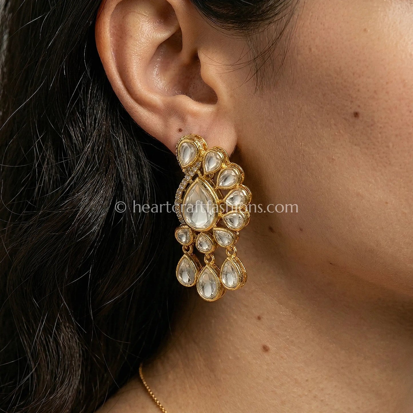 Rajsi Moissanite Polki Drop Earrings