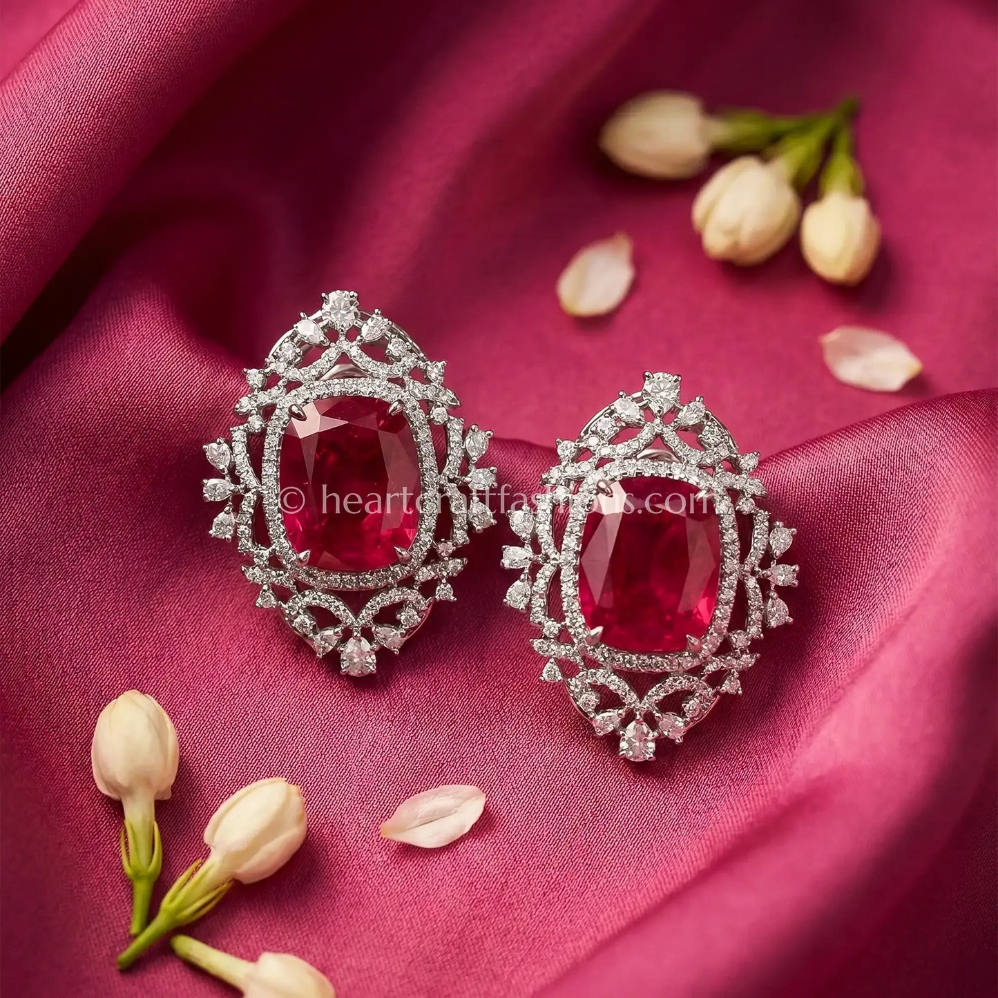Rajsi Ruby Halo Stud Earrings
