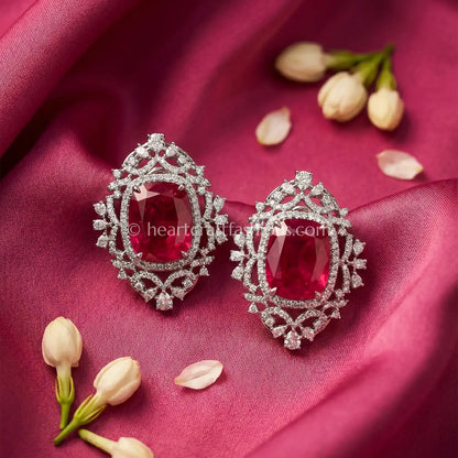 Rajsi Ruby Halo Stud Earrings