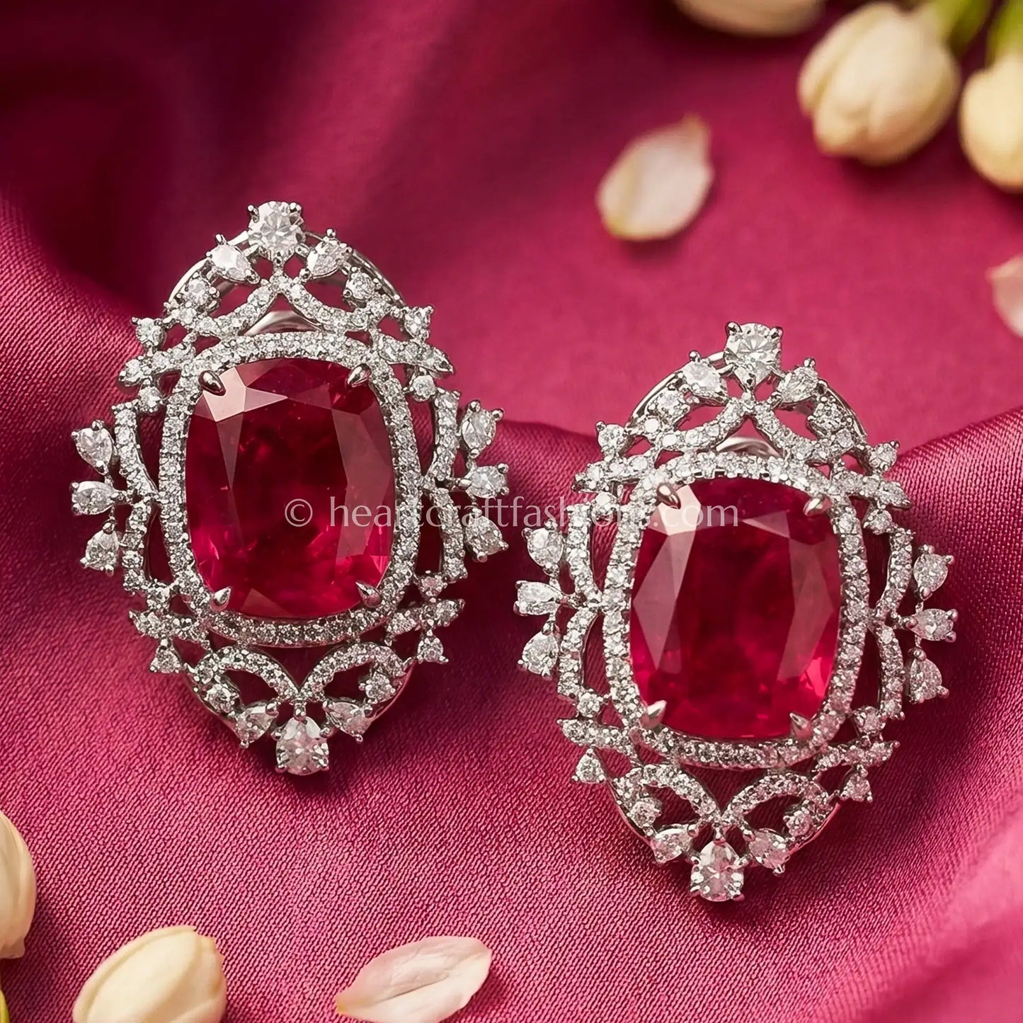 Rajsi Ruby Halo Stud Earrings