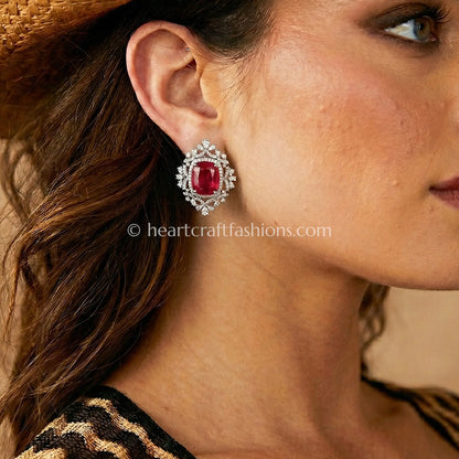 Rajsi Ruby Halo Stud Earrings