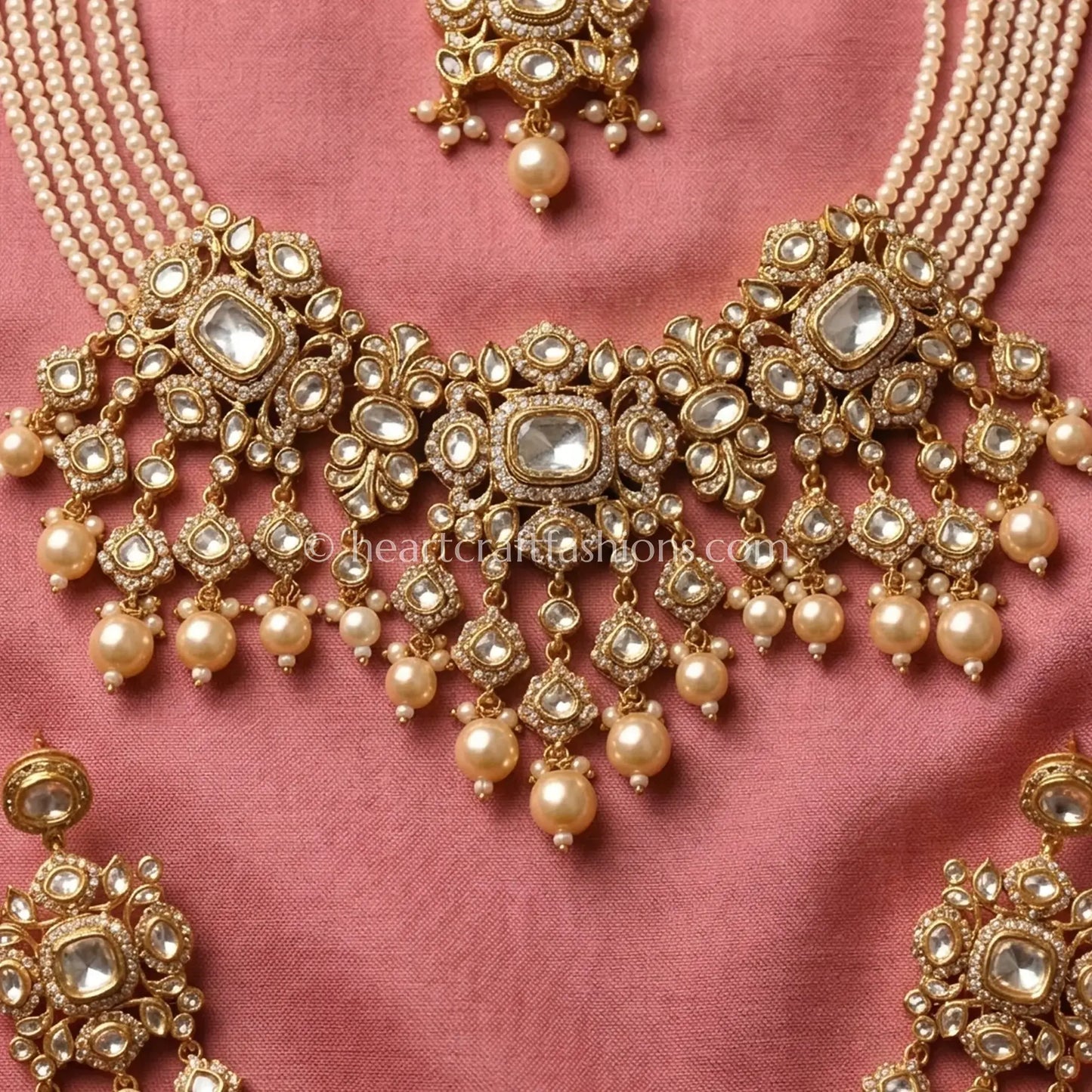 Rajsi Sunehri Kundan Pearl Bridal Choker Set
