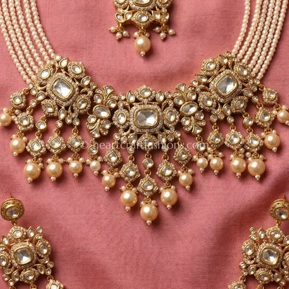 Rajsi Sunehri Kundan Pearl Bridal Choker Set