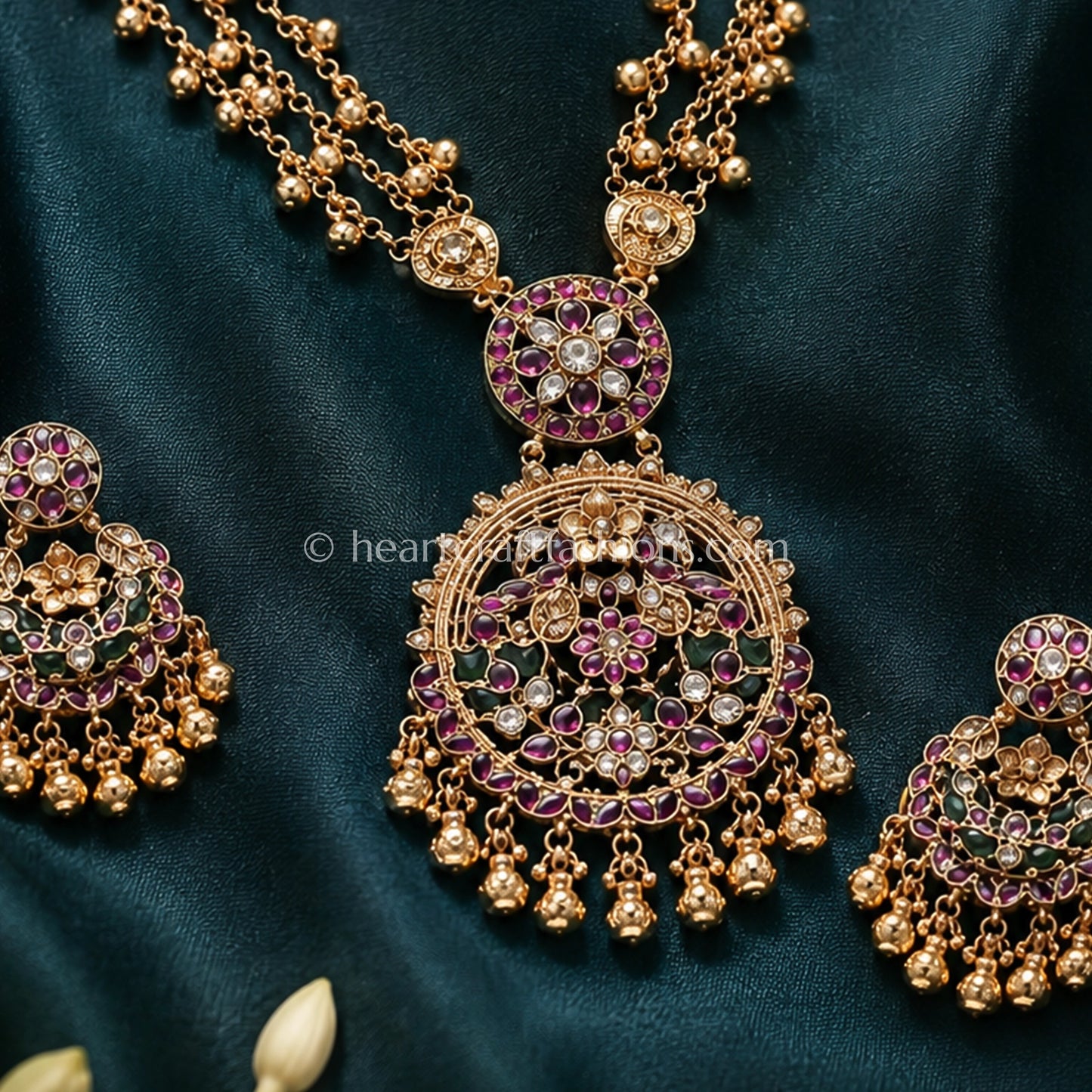 Rajsi Violet Heritage Chandbali Long Necklace Set