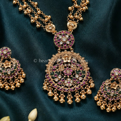 Rajsi Violet Heritage Chandbali Long Necklace Set