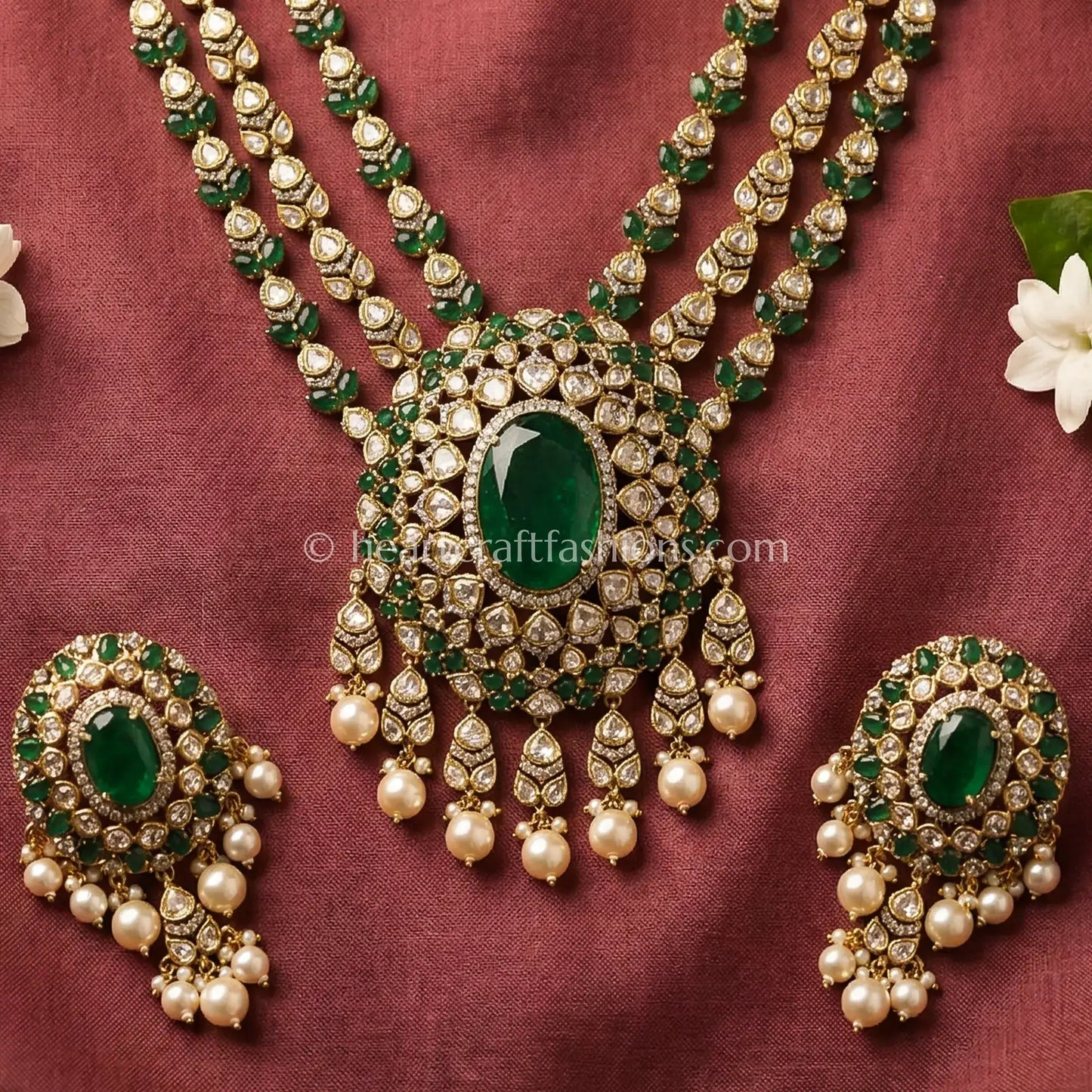 Celebrity Sunehri Kundan with Doublet Rani Haar