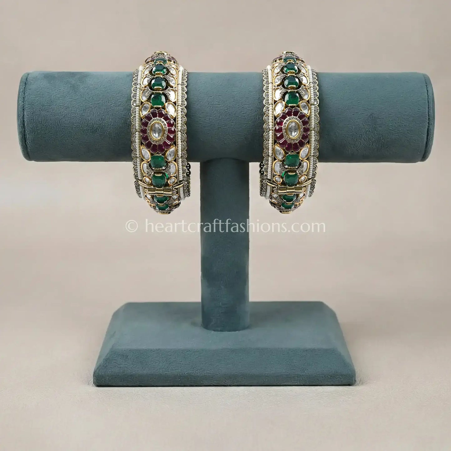 Rajwada Emerald Ruby Polki Bangles