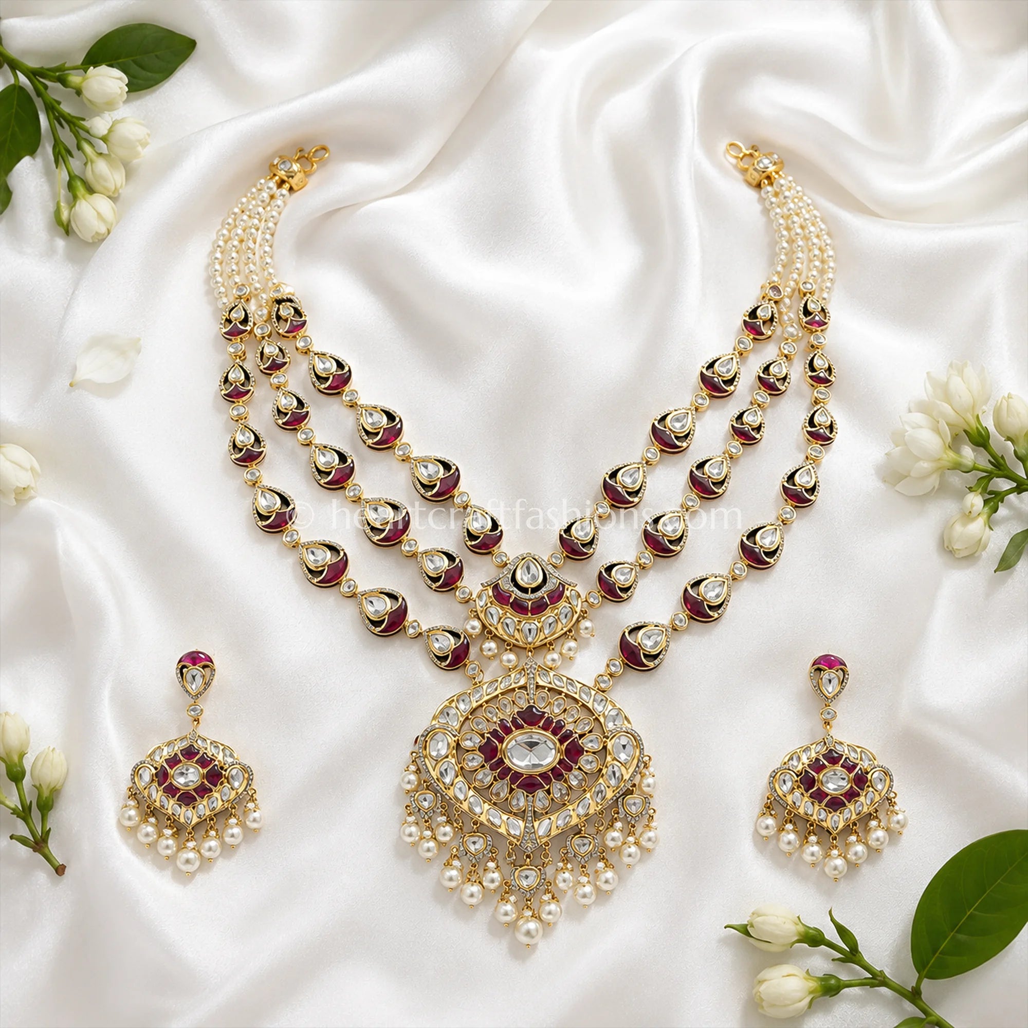 Sunehri Kundan Ruby Layered Necklace