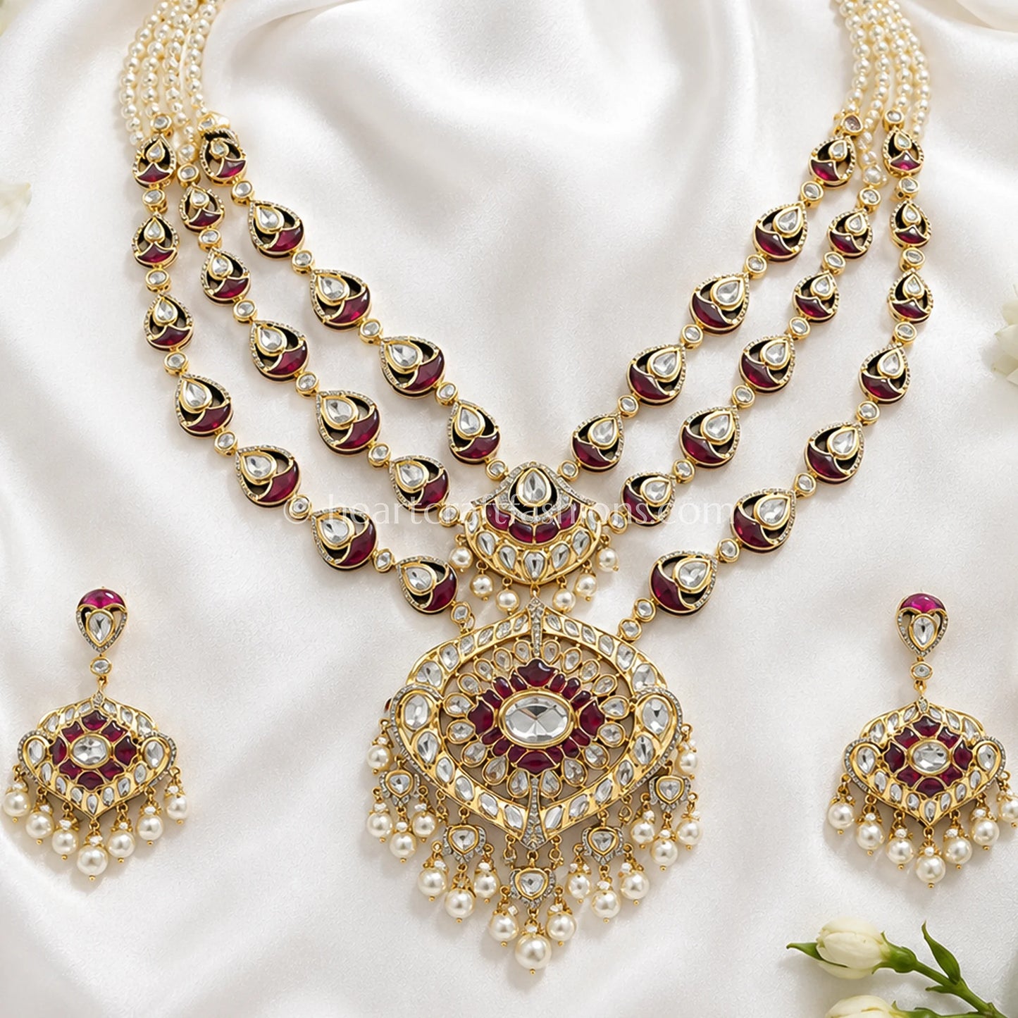 Sunehri Kundan Ruby Layered Necklace