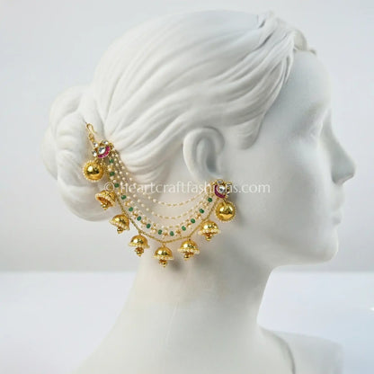 Rajwadi Heritage Pachi Kundan bridal Kaan Chain