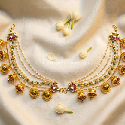 Rajwadi Heritage Pachi Kundan bridal Kaan Chain