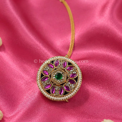 Rajwadi Green Center Dual-Tone Floral Borl