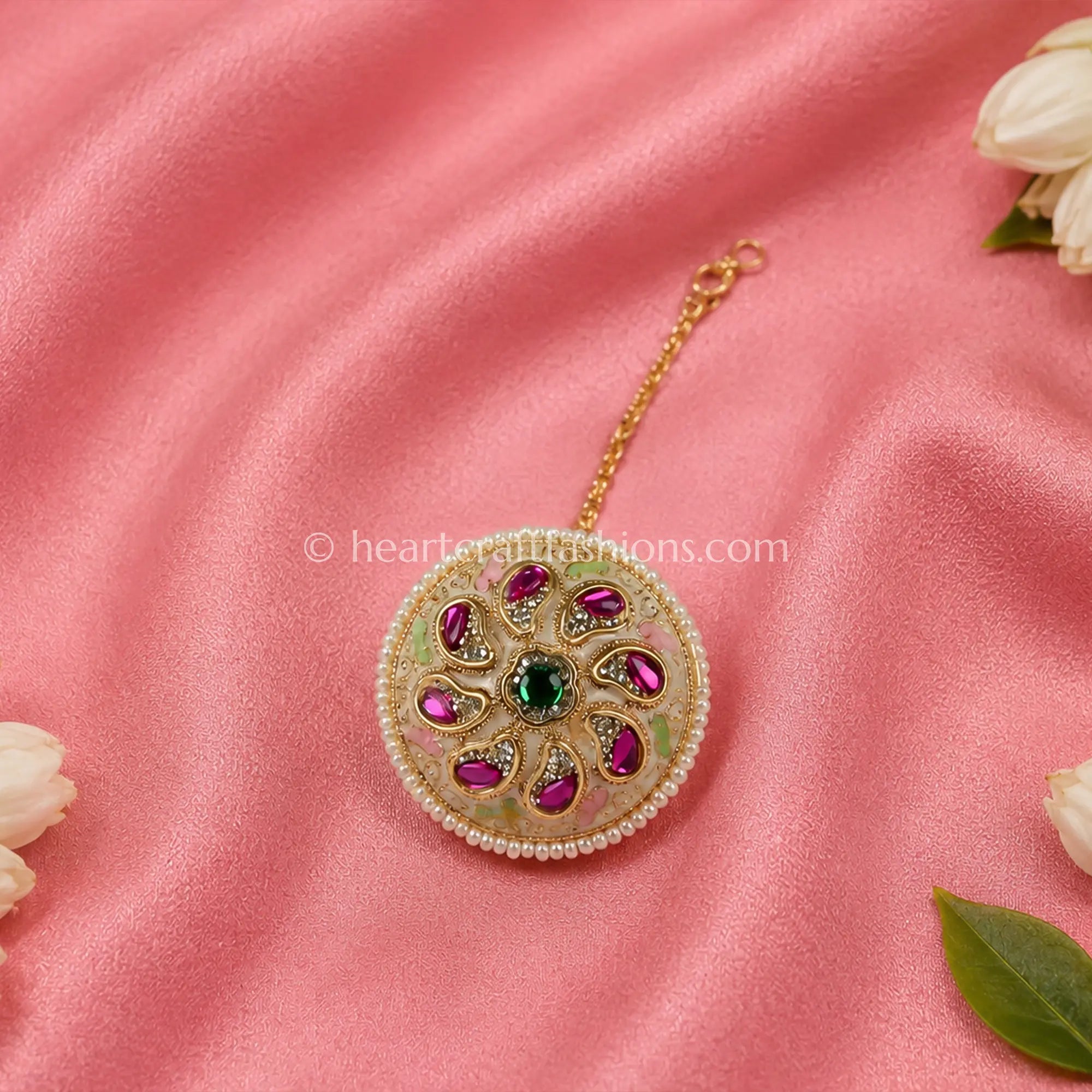 Rajwadi Meenakari Paisley Kundan Borla