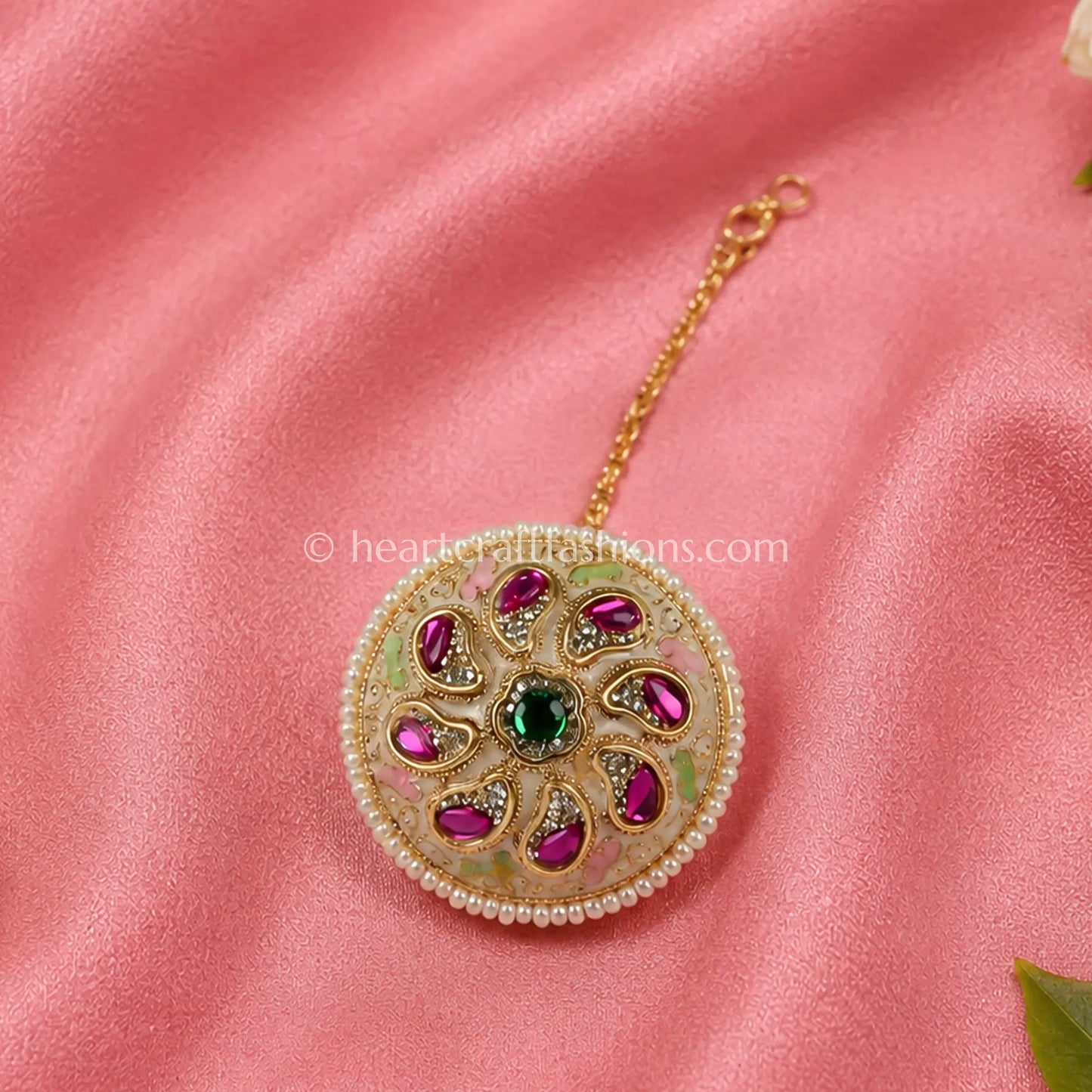 Rajwadi Meenakari Paisley Kundan Borla