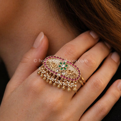 Rajwadi Moti Phool Jhumki Ring