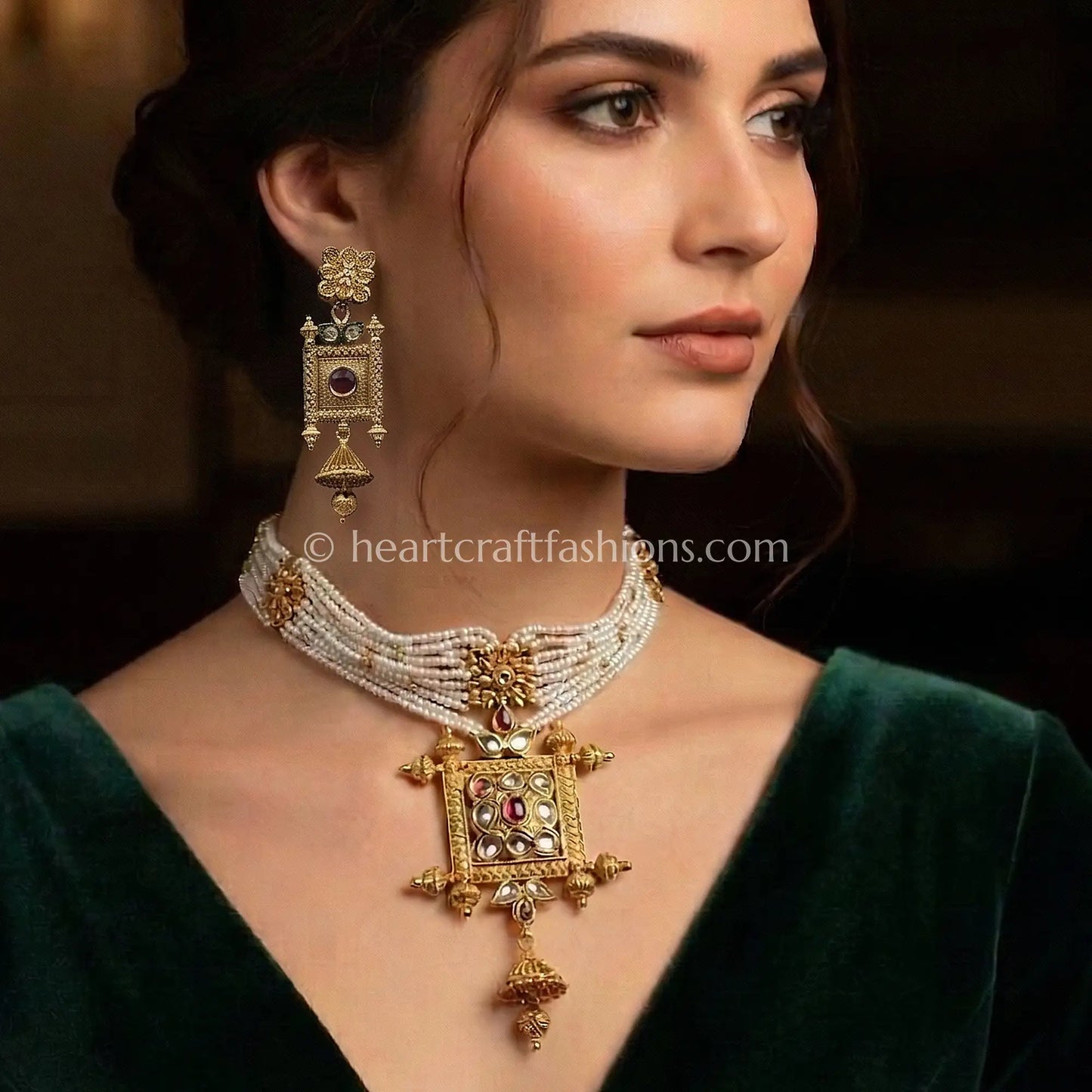 Rajwadi Pearl Choker Set