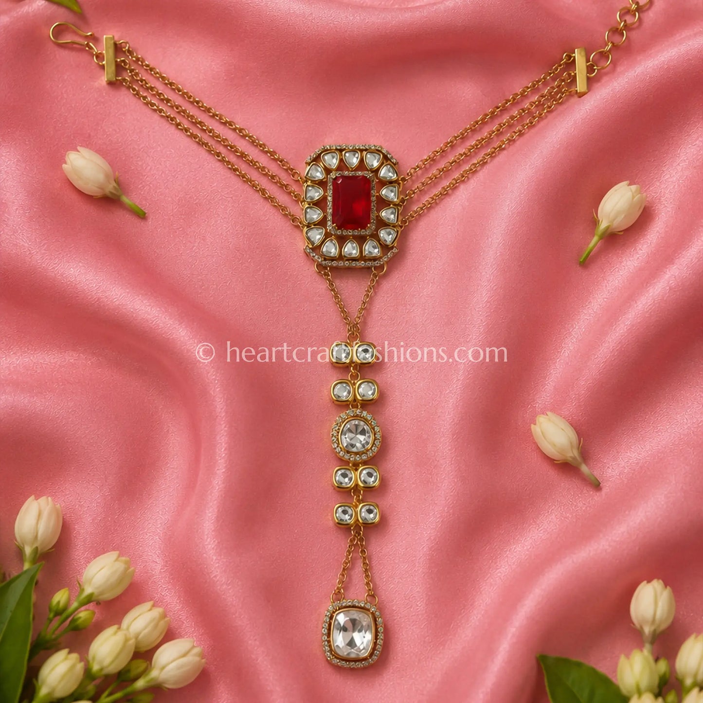 Raktima Moissanite Polki Hathphool