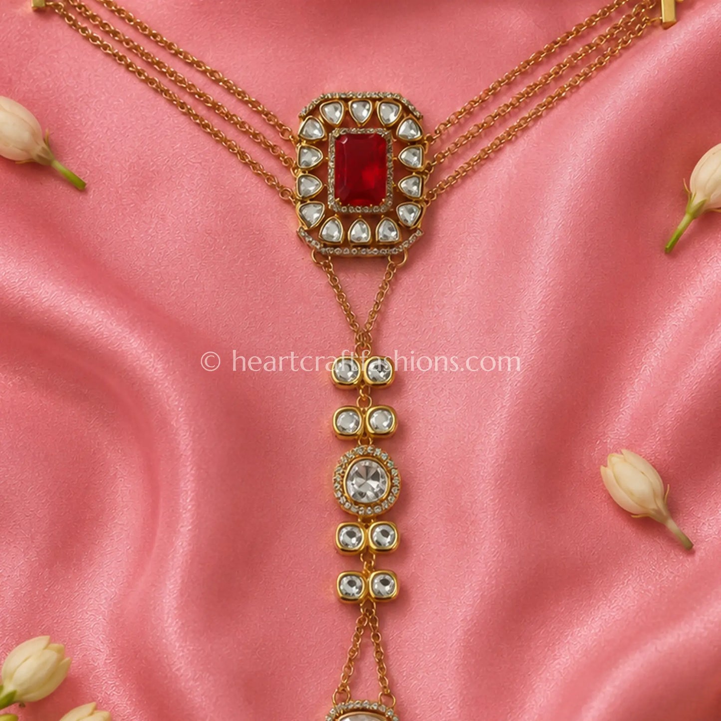 Raktima Moissanite Polki Hathphool